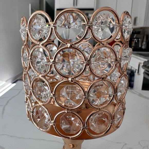 Rose Gold Candlestick centerpieces candle holders - PAIR - Picture 3 of 6